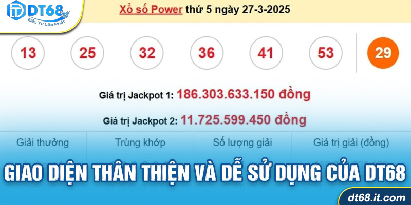 Giao diện DT68 thân thiện